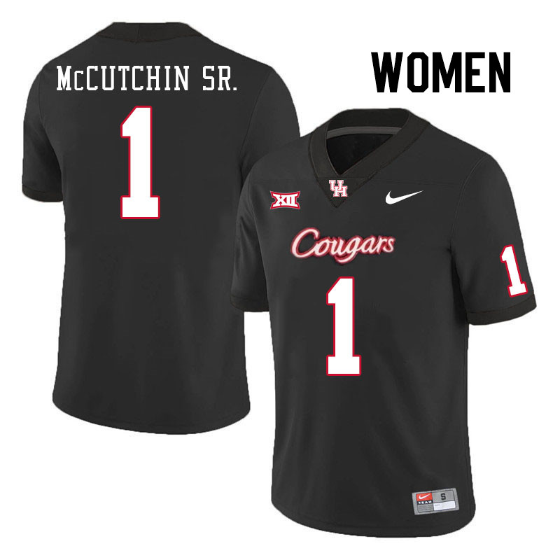 Women #1 Latrell McCutchin Sr. Houston Cougars College Football Jerseys Stitched-Black